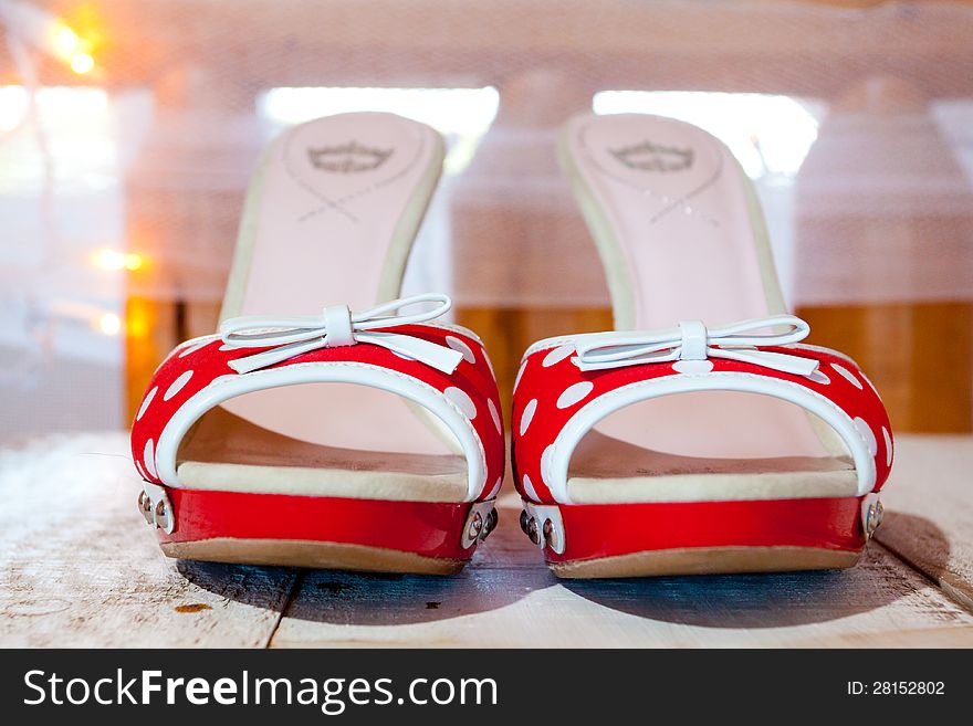 Red and White Wedding Shoes