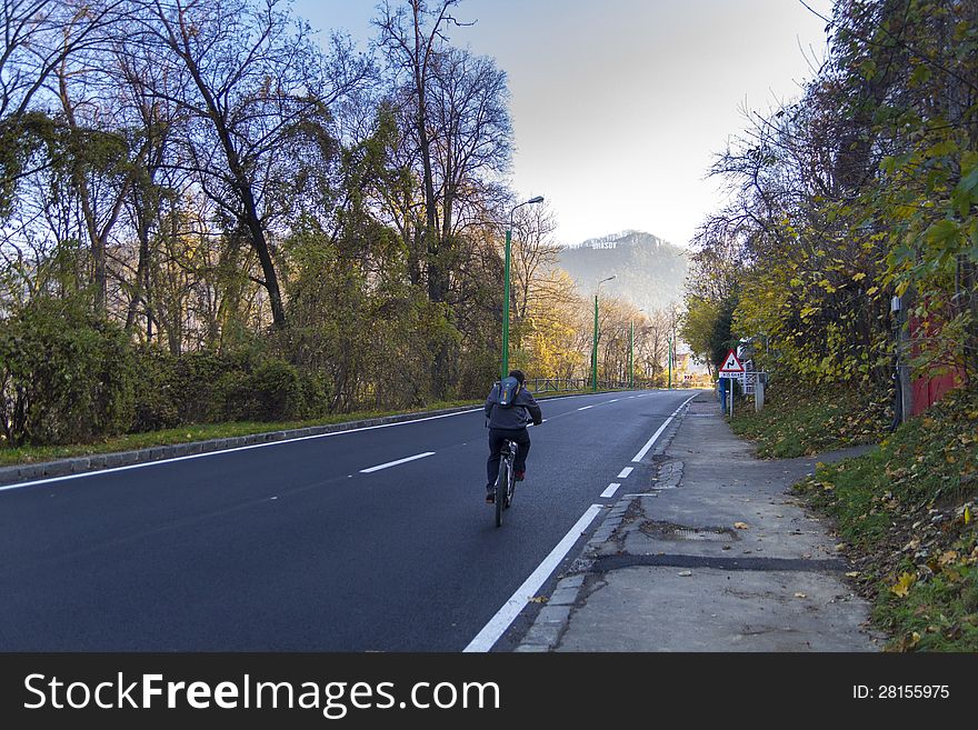 Bicyclist on road