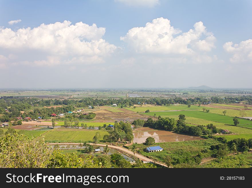 General view of the housing with the typical rice farming in rural Thailand. General view of the housing with the typical rice farming in rural Thailand.