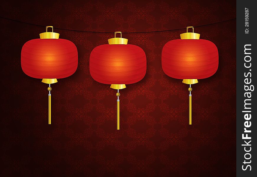 Illustration of red Chinese traditional paper lanterns. Illustration of red Chinese traditional paper lanterns.