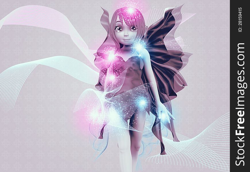 Illustration of abstract fairy girl with colorful lights background. Illustration of abstract fairy girl with colorful lights background.