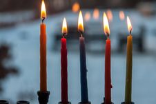 Hanukkah Menorah Chanukkiah With Candles Royalty Free Stock Photo