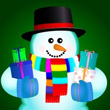 Snowball With Gift Stock Photo