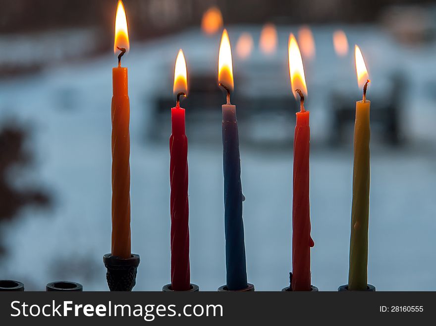 Hanukkah Menorah Chanukkiah With Candles