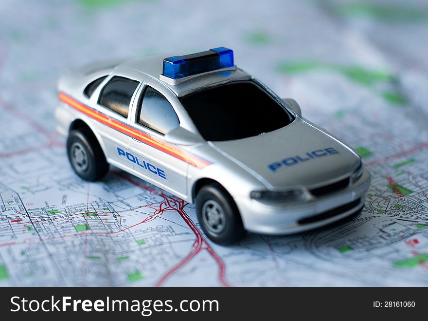 Police Car On A Map