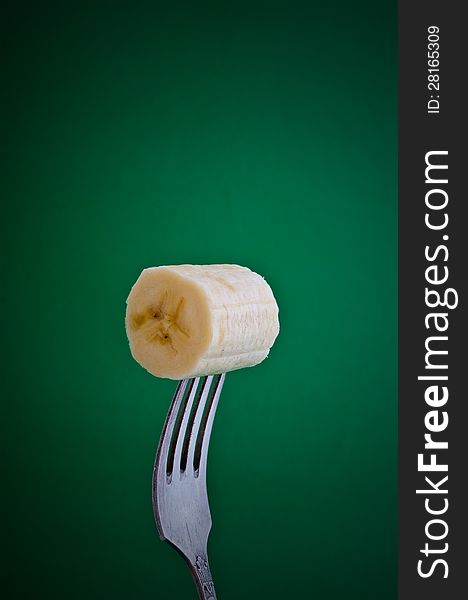 Piece Of Banana On A Fork