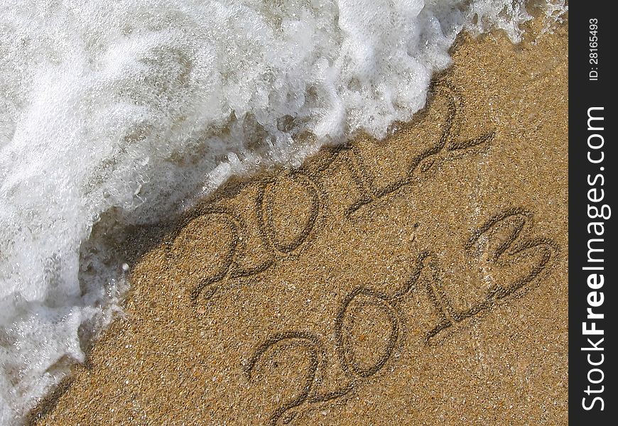 2013 written in the sandy beach