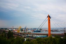 View On Port With Bridge And Ships Royalty Free Stock Photos View On Port With Bridge And Ships Royalty Free Stock Photos