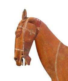 Ancient Clay Horse Head Isolated. Royalty Free Stock Image