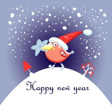 Christmas Card With A Bird Royalty Free Stock Images