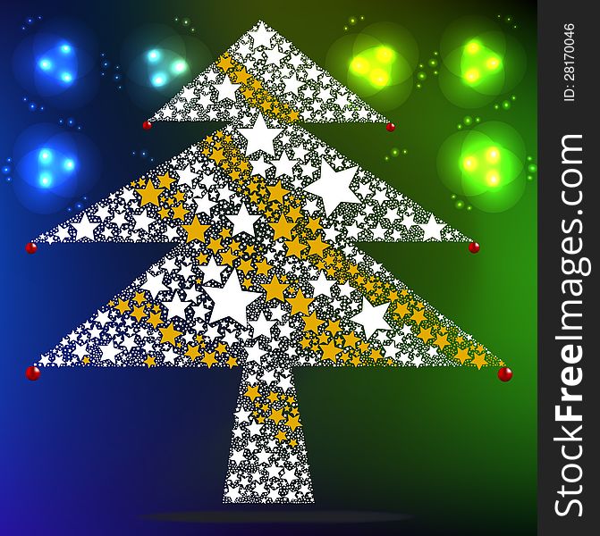 Stars gather as Christmas tree, Vector Christmas Background