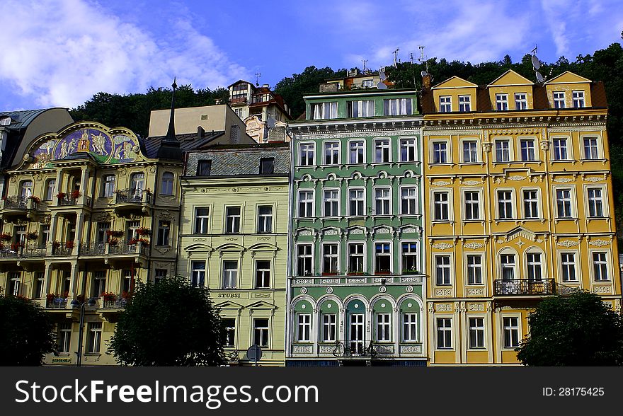 Historic buildings in centre of Karlovy Vary, Czech Republic. Historic buildings in centre of Karlovy Vary, Czech Republic.