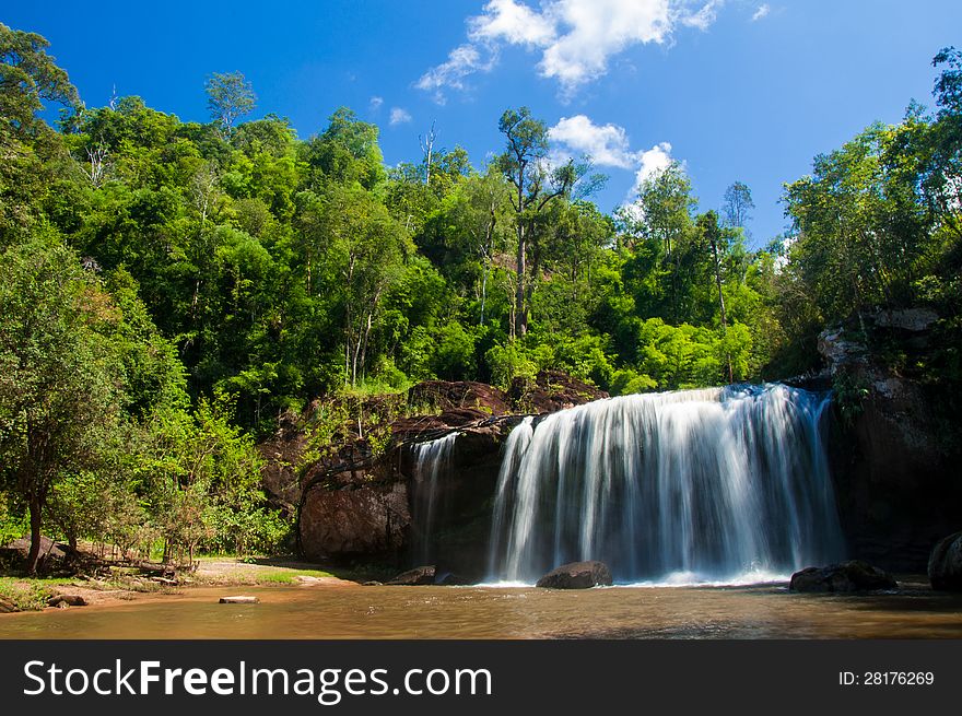 Big waterfall in the forest, thailand. Big waterfall in the forest, thailand