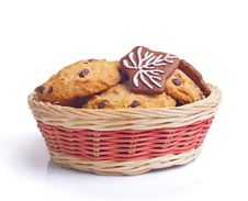 Christmas Cookies In Basket Stock Photos Christmas Cookies In Basket Stock Photos