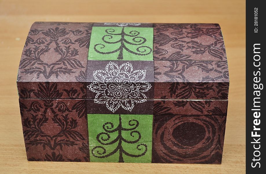 Handmade wooden small gift box.