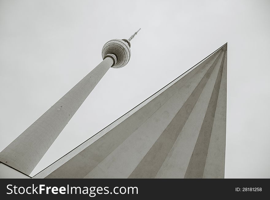 television tower in the city centre of Berlin, Germany. Close to Alexanderplatz, the tower was constructed between 1965 and 1969 by the former German Democratic Republic administration who intended it as a symbol of Berlin. It is the tallest structure in Germany. television tower in the city centre of Berlin, Germany. Close to Alexanderplatz, the tower was constructed between 1965 and 1969 by the former German Democratic Republic administration who intended it as a symbol of Berlin. It is the tallest structure in Germany.