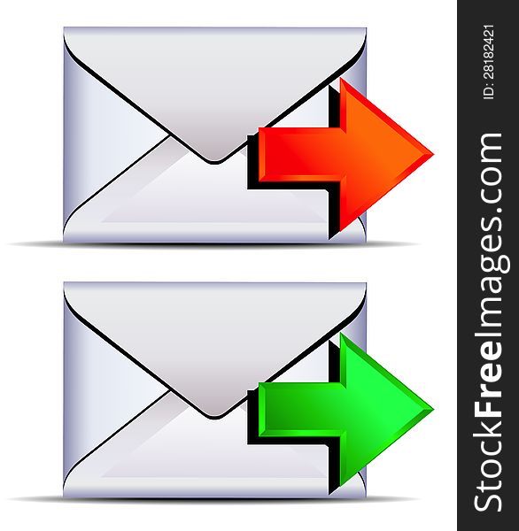 Email sent with red and green arrows. Email sent with red and green arrows