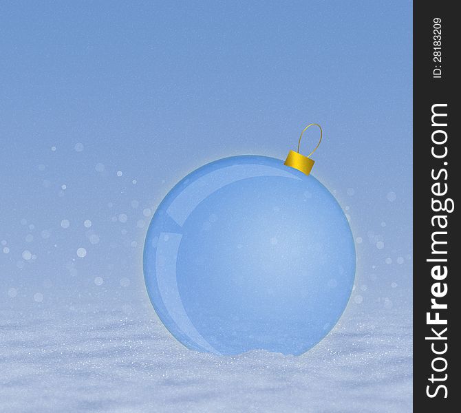Illustration of blue christmas ball on snow background. Illustration of blue christmas ball on snow background.