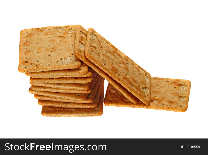 Galettes ( dry bisquits ) in stack isolated on white background