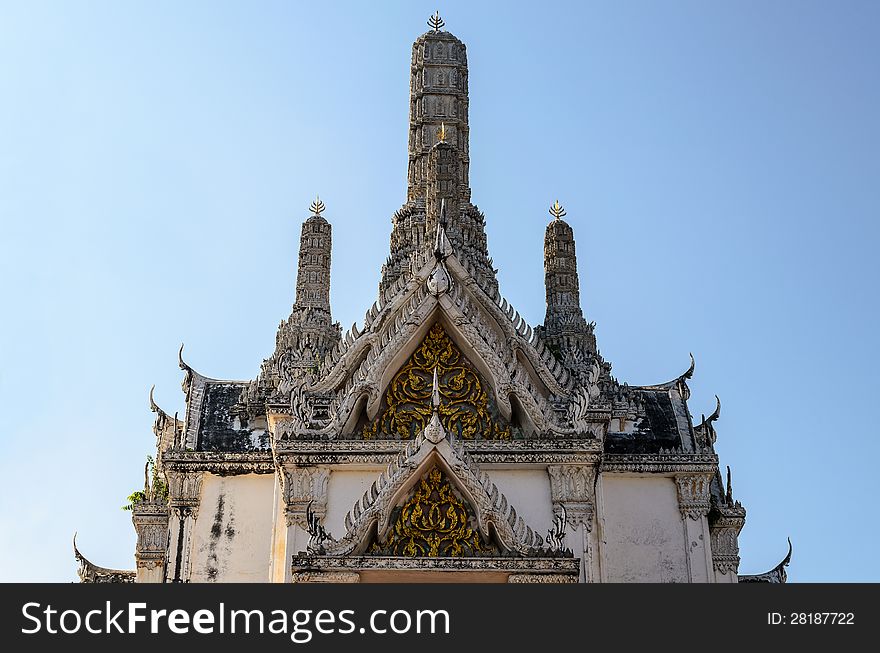 White pagoda in Phra Nakhon Khiri Historical Park in Petchaburi, Thailand