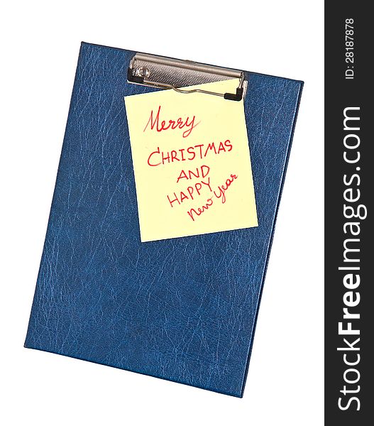 Message merry christmas in a note on the clip board. Message merry christmas in a note on the clip board.