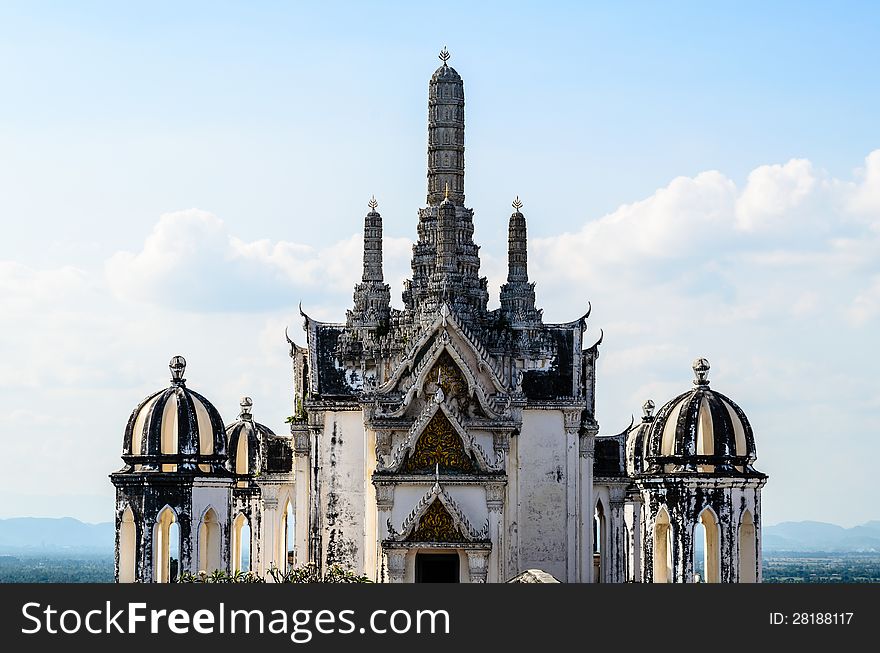 White pagoda in Phra Nakhon Khiri Historical Park in Petchaburi, Thailand