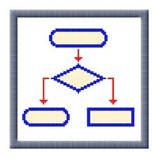 Cubes Pixel Image Of Flowchart Icon In Frame Stock Photo