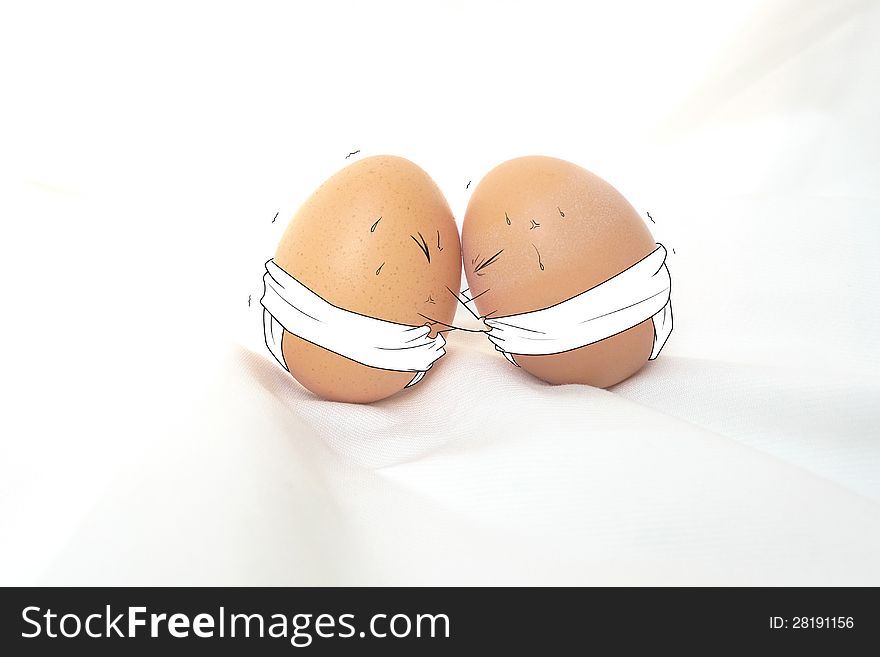 Two eggs  on a white background