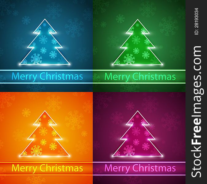 Neon Christmas trees. This is file of EPS10 format.