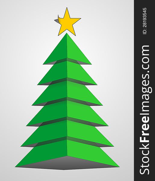 Christmas tree from paper with yellow star