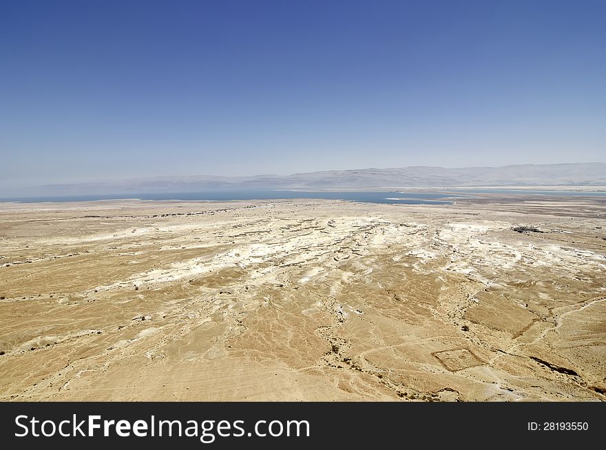 Dead Sea view from Masada, lowest place on the earth. Dead Sea view from Masada, lowest place on the earth.