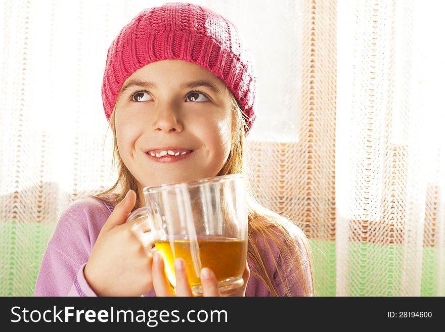 Child drinking tea-happy child