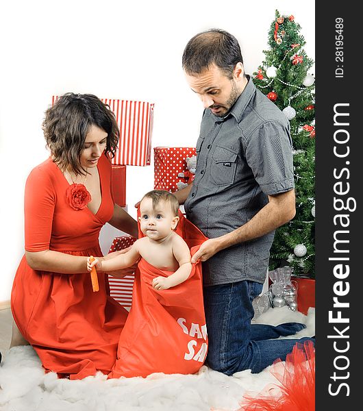 Christmas Family In A Studio