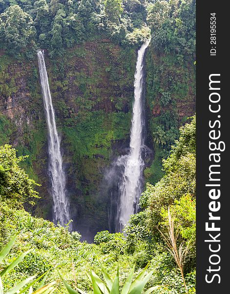 Beautiful Tad Fan Waterfall in southern Laos