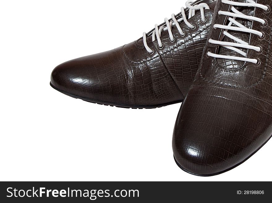 Male leather shoes isolated in white. Male leather shoes isolated in white