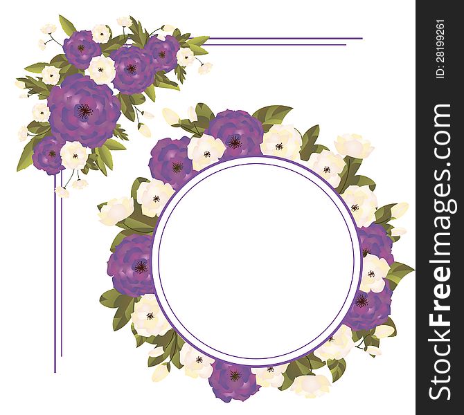 Vector colored set of floral frames