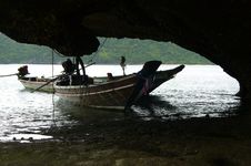 Boats In A Cave Stock Photography