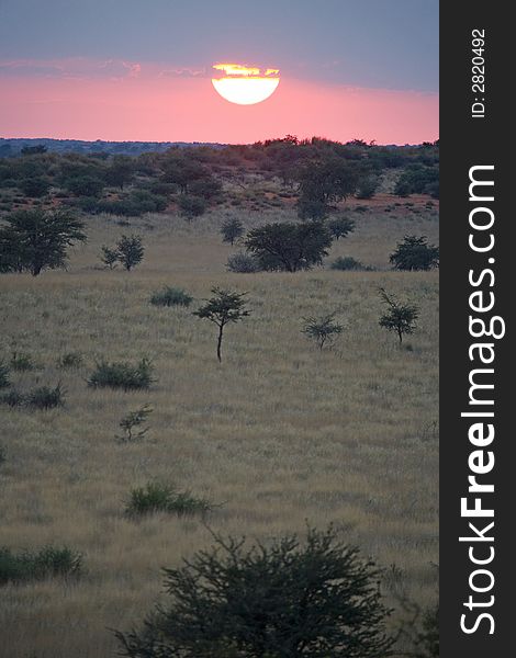 Sunset or sunrise over the desert in namibia