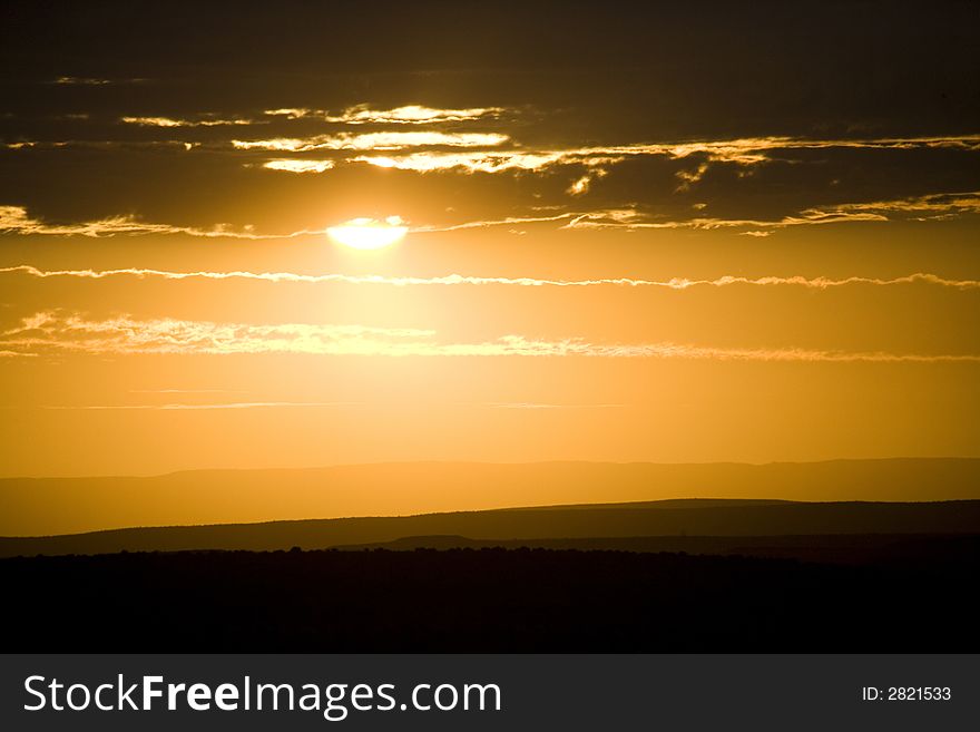 Sunset or sunrise over the desert in namibia