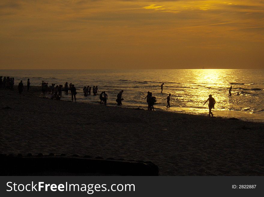 Sunset sea summer  landscape from Baltic Sea Poland