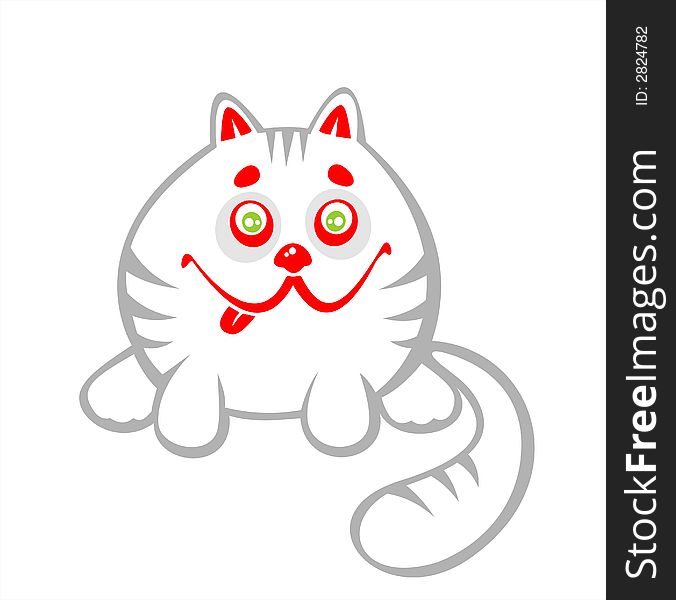 The white stylized smiling cat on a white background. The white stylized smiling cat on a white background.