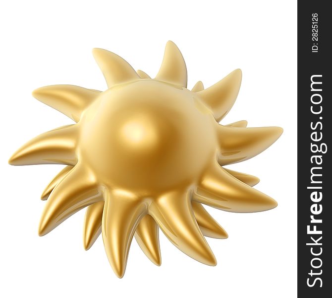 Golden sun model isolated on white background
