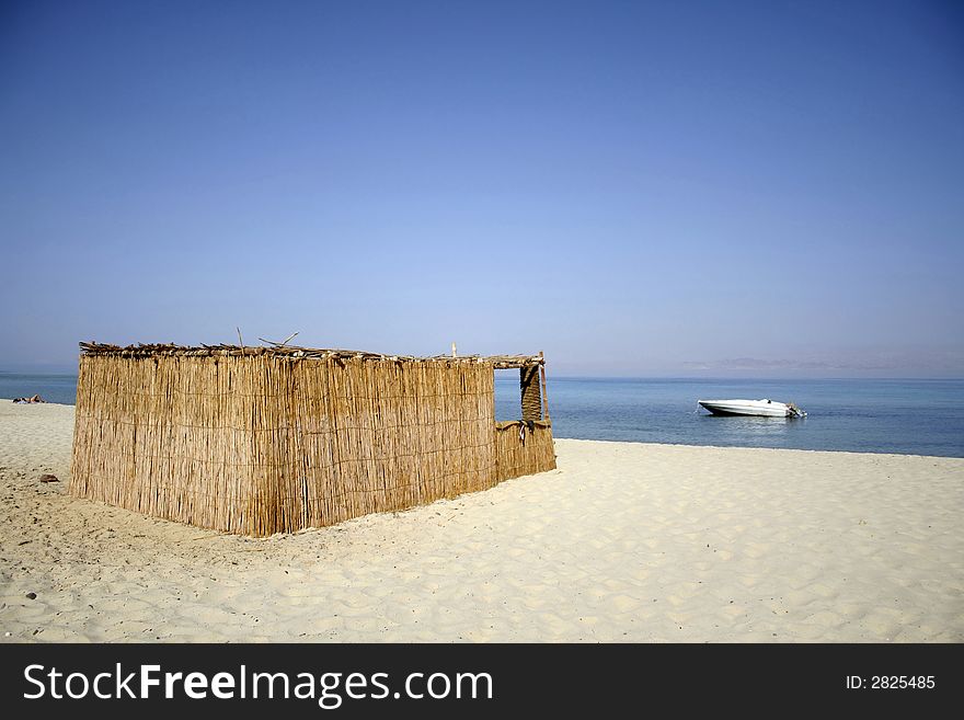 Reed hut on beach, red sea