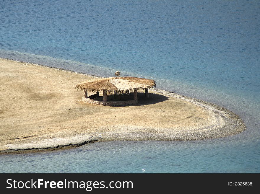 Reed hut on beach, red sea