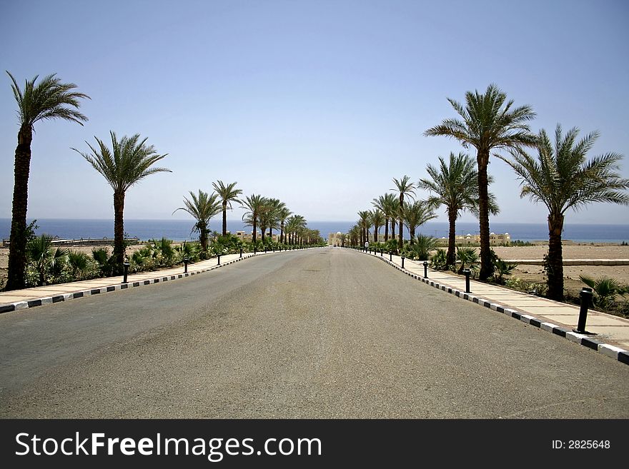 Desert road in the red sea region, sinai, egypt