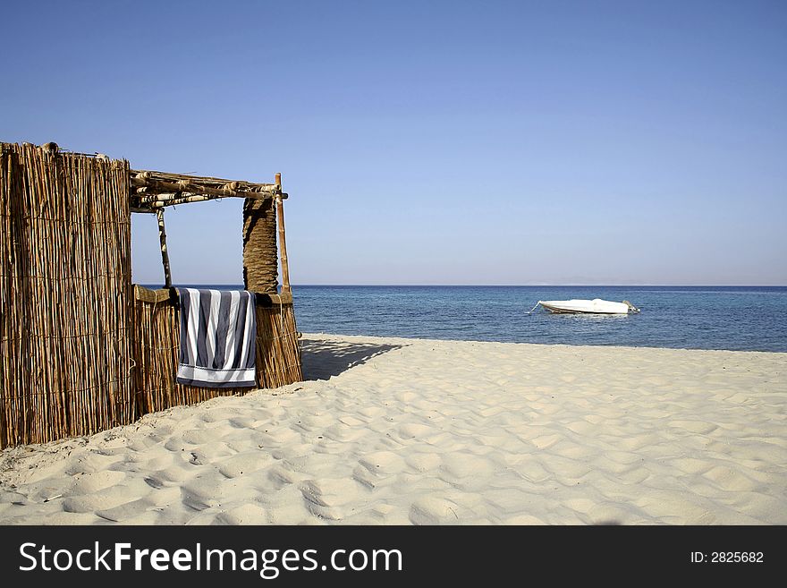 Reed hut on beach, red sea