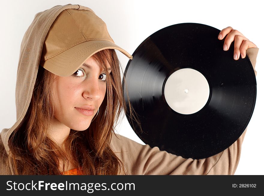 Teen With Vinyl Record