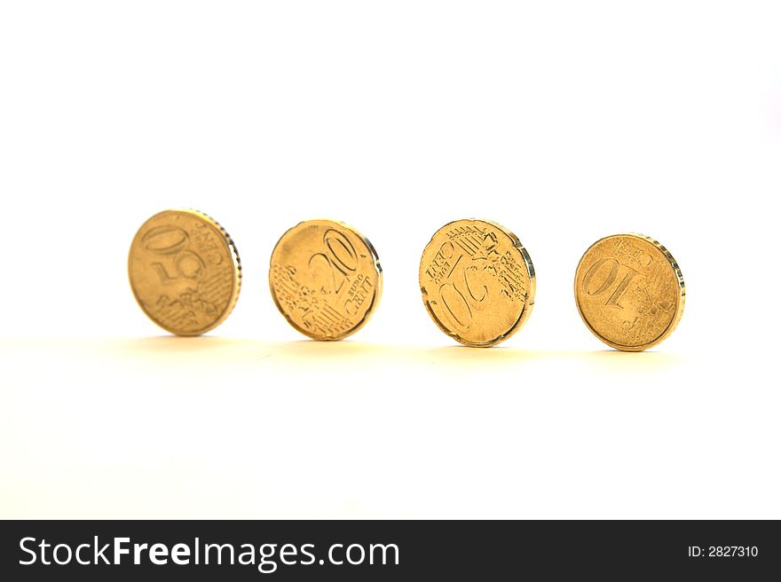 Photo of Euro coins isolated on white
