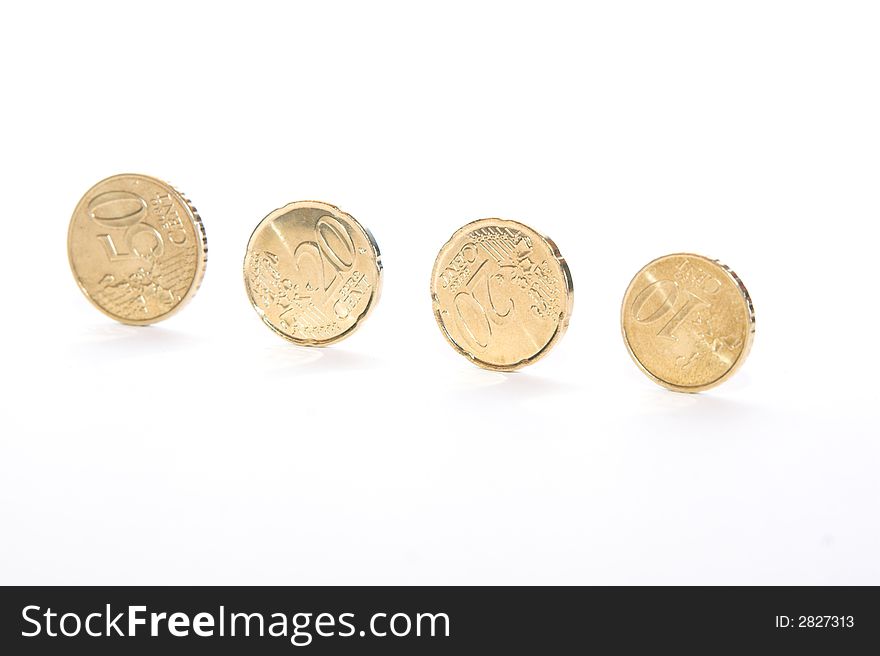 Photo of Euro coins isolated on white