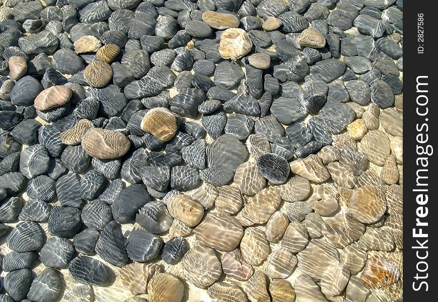 Black and white stones under water
